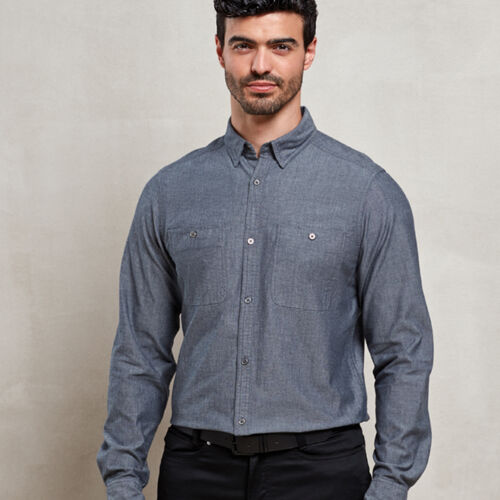 Premier Fairtrade Organic Long Sleeve Chambray Shirt Thumbnail