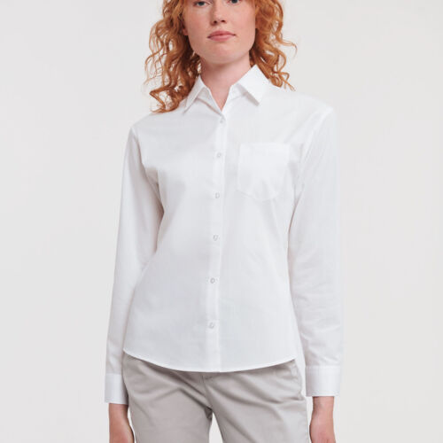 Ladies' Long Sleeve Classic Pure Cotton Poplin Shirt Thumbnail