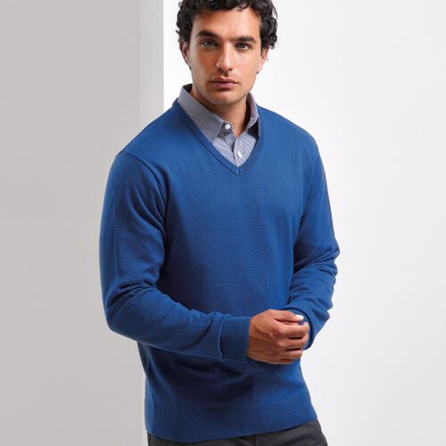 Premier Knitted Cotton Acrylic V Neck Sweater Thumbnail
