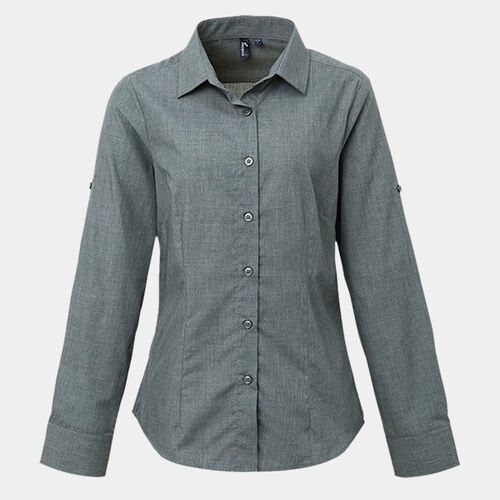 Premier Ladies Cross-Dye Roll Sleeve Shirt Thumbnail